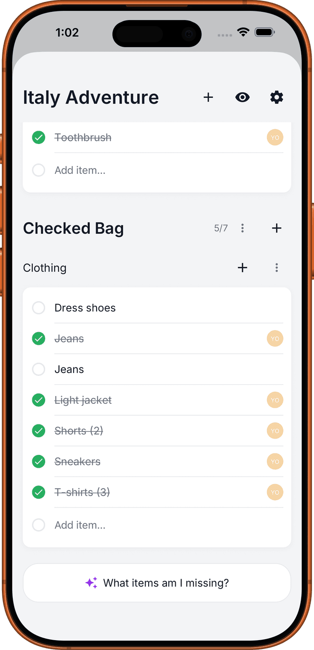 Pack With Me app screenshot